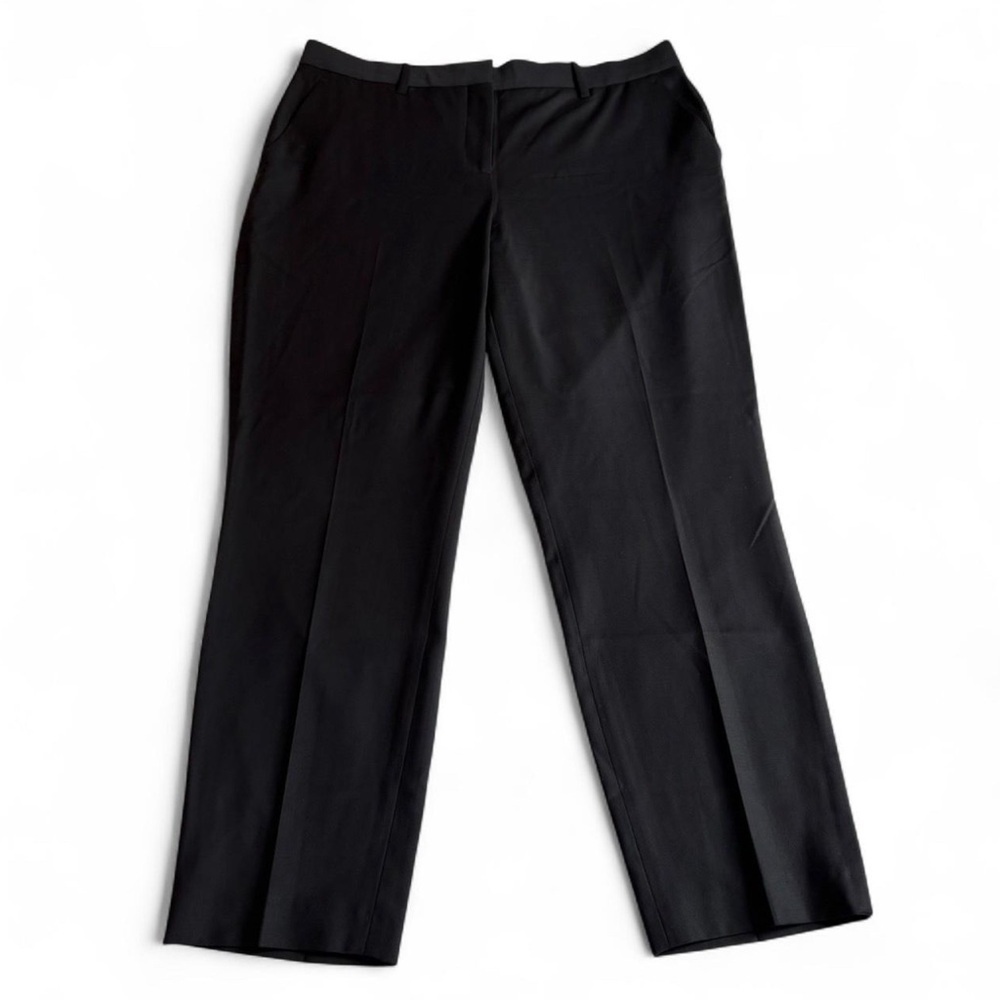 Theory Trecca 2 Black Dress Pants 10 Wool Blend Mid Rise Straight Leg Career - Picture 1 of 6